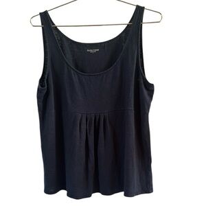 Eileen Fisher Navy Blue Linen Pleated Tank Top size Large NWOT
